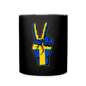 Sweden Flag Peace Victory Symbol - Full Colour Mug - black - Front