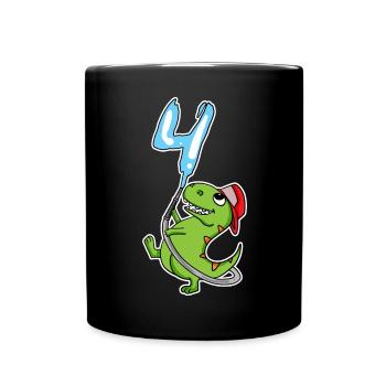 4th Birthday Dinosaur - Full Colour Mug - black - Front
