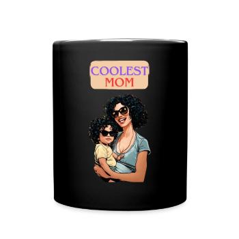COOLEST MOM MUM cool mutter mama - Tasse einfarbig - Schwarz - Vorne