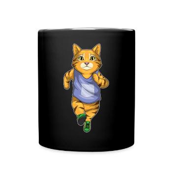 Cat Jogger Jogging Sport - Full Colour Mug - black - Front