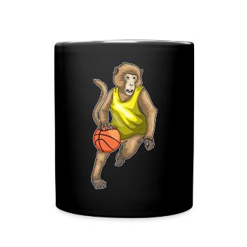 Affe Basketballspieler Basketball - Tasse einfarbig - Schwarz - Vorne