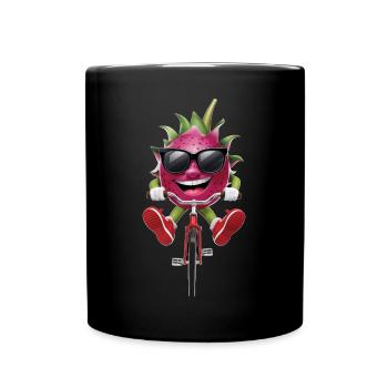 Drachenfrucht Radfahren auf dem Fahrrad Geschenk - Tasse einfarbig - Schwarz - Vorne
