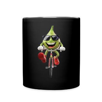Abb. Radfahren auf dem Fahrrad Geschenk - Tasse einfarbig - Schwarz - Vorne