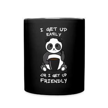 Früh oder freundlich - Tasse einfarbig - Schwarz - Vorne