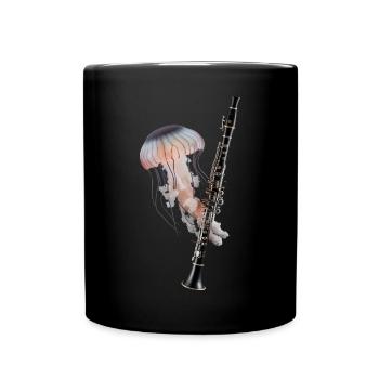 Qualle Klarinette - Tasse einfarbig - Schwarz - Vorne