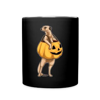 Erdmännchen Halloween Jack O'Lantern - Tasse einfarbig - Schwarz - Vorne