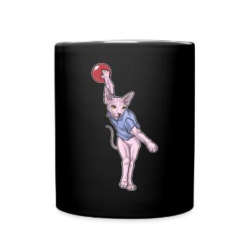 Sphynx Cat Bowling Bowling Ball - Full Colour Mug - black - Front