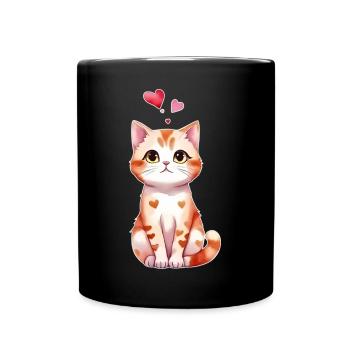 Heart Kitten Cats Baby - Full Colour Mug - black - Front