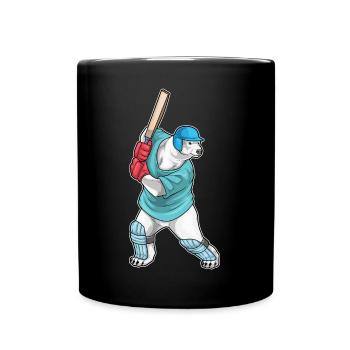 Ours polaire Cricket Batte de cricket - Mug uni - noir - Devant