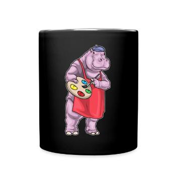 Hippopotame Peintre Pinceau Peinture - Mug uni - noir - Devant