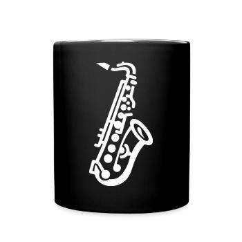 Saxophone Drawing - Full Colour Mug - black - Front