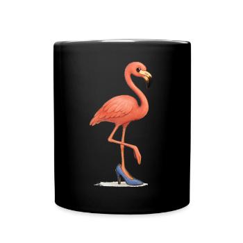 Funny flamingo in high heel - Full Colour Mug - black - Front