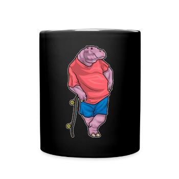 Hippopotamus Skater Skateboard - Full Colour Mug - black - Front