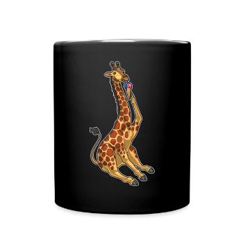 Giraffe Waffeleis - Tasse einfarbig - Schwarz - Vorne