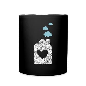 Haus Herz Grunge Wolke Kinderzimmer Sweet Home - Tasse einfarbig - Schwarz - Vorne