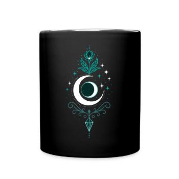 Mondpfeil mit Lotus und Kristall - Mond Spirit - Tasse einfarbig - Schwarz - Vorne