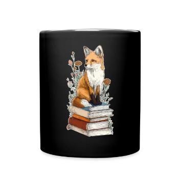 Renard sur pile de livres - Mug uni - noir - Devant