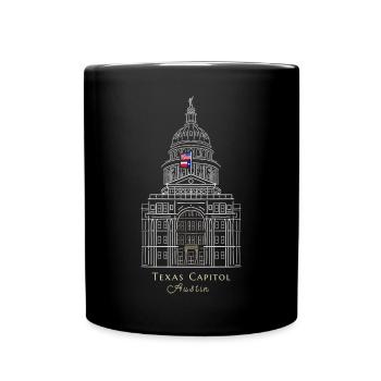 Austin, Zeichnung Texas Capitol, USA - Tasse einfarbig - Schwarz - Vorne