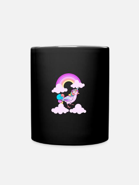 Quail unicorn / unicorn quail - Full Colour Mug - black
