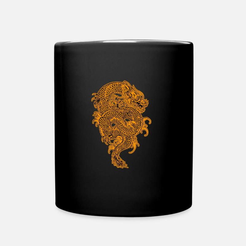 yellow dragon - Full Colour Mug - black