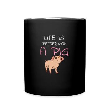 PIG OWNER / PIG FARMER: Life With A Pig - Tasse einfarbig - Schwarz - Vorne