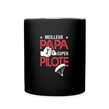Cadeau papa meilleur papa pilote de parapente - Mug uni - noir - Devant