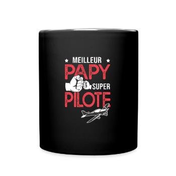 Cadeau papy meilleur papi pilote avion - Mug uni - noir - Devant