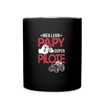 Cadeau papy meilleur pilote tracteur agriculteur - Mug uni - noir - Devant