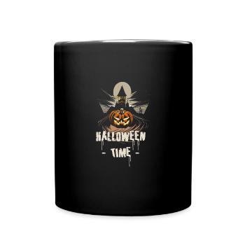 Halloween Time Pumpkin T-shirt and Haunted Castle - Full Colour Mug - black - Front