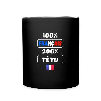 100% français 200% têtu t-shirt homme - Mug uni - noir - Devant