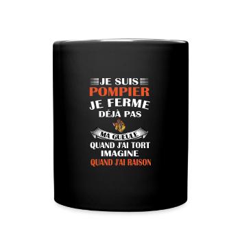 Je suis pompier t-shirt homme métier humour - Mug uni - noir - Devant