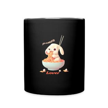 Lapin ramen nouilles japon kawaii manga animé - Mug uni - noir - Devant