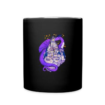 Dragon violet gardant son T-shirt de château - Mug uni - noir - Devant