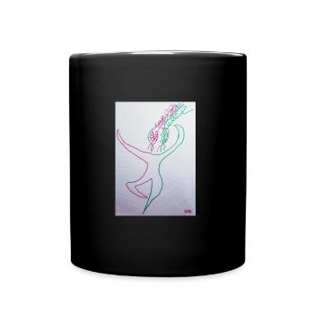 Girly pop dancer with flashy electro pop colors - Full Colour Mug - black - Front