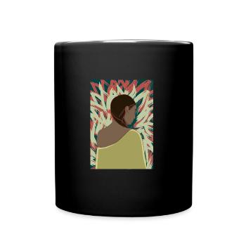 Woman with poncho - Full Colour Mug - black - Front
