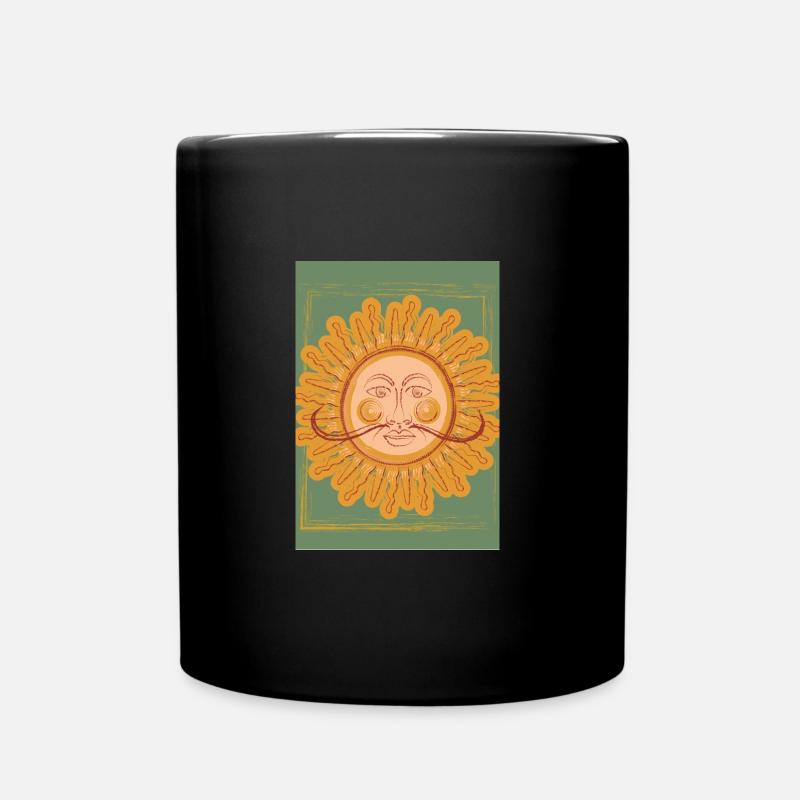 Sonne mit Bart - Tasse einfarbig - Schwarz