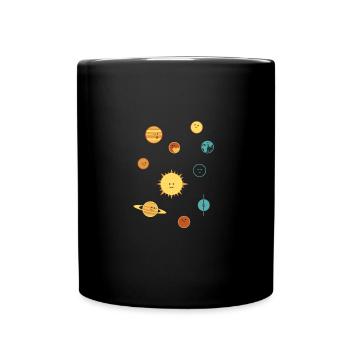 Planètes mignonnes, 5 couleurs, pour les arrière-plans SOMBRES - Mug uni - noir - Devant
