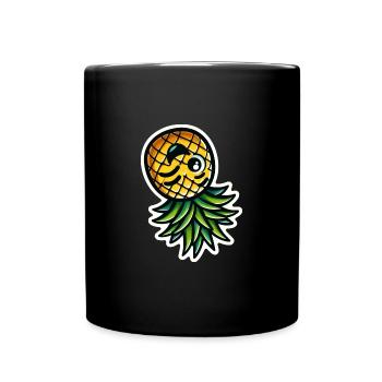 Augenzwinkernde Ananas - Tasse einfarbig - Schwarz - Vorne