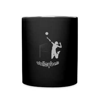 Silhouetten-Volleyball-Spieler am Netz - Tasse einfarbig - Schwarz - Vorne