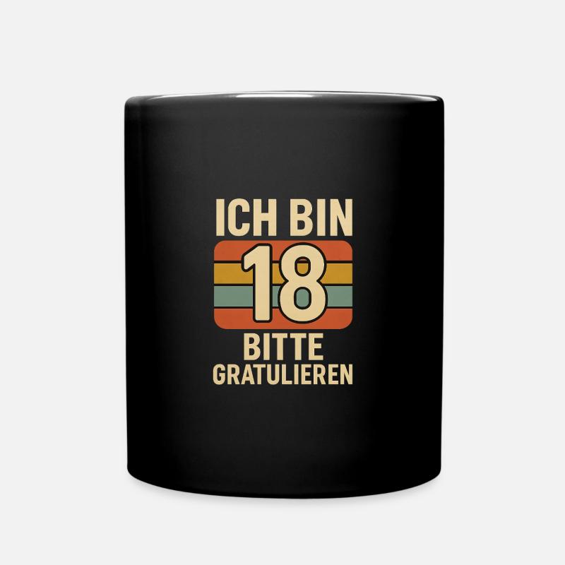 I'm 18 please congratulate retro - Full Colour Mug - black