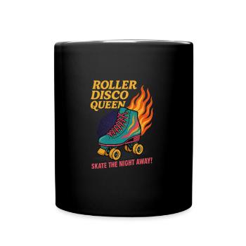 Roller Disco Queen – Retro Skates & Flames - Tasse einfarbig - Schwarz - Vorne