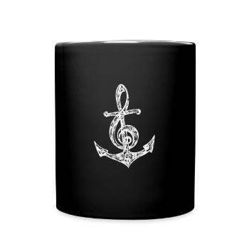 Anker Notenschlüssel Noten Musik Meer Segeln Chor - Tasse einfarbig - Schwarz - Vorne