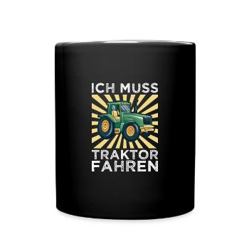 Kinder Traktor vintage - Tasse einfarbig - Schwarz - Vorne