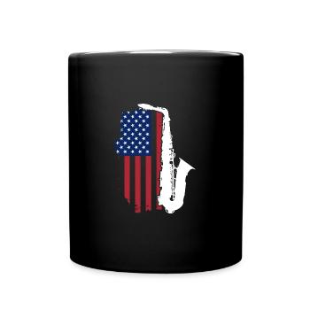 Saxophon USA Patriot - Tasse einfarbig - Schwarz - Vorne