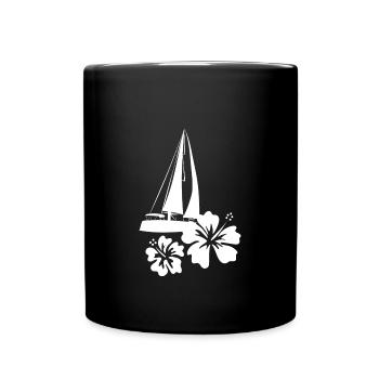 Karibisches Segelboot - Tasse einfarbig - Schwarz - Vorne