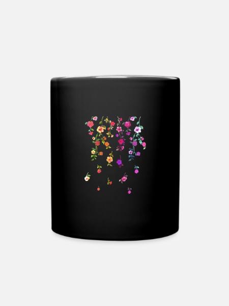 rosen,ranken,blumen, illustration,rot,floral,bunt - Tasse einfarbig - Schwarz