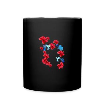 hibiscus,flowers,blossoms,flowers,hummingbird,floral - Full Colour Mug - black - Front