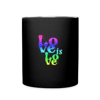 love is love ,colorful,LGBT,rainbow, font - Full Colour Mug - black - Front