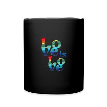 love is love ,colorful,LGBT,rainbow, font,retro - Full Colour Mug - black - Front