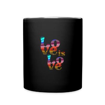 love is love ,colorful,LGBT,rainbow, font,retro - Full Colour Mug - black - Front